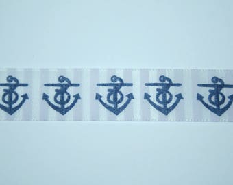 Ribbon Navy anchor Blue 1.5 cm x 1 meter