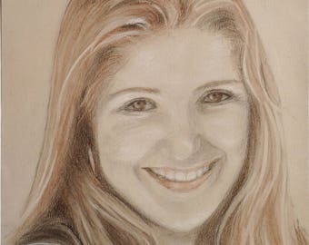 EXAMPLE of PORTRAIT with 3 pencils to order 40 / 30cm, on drawing paper.