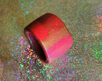 Red With Gold Swirls Bead