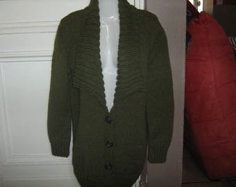 Cardigan hand knitted collar green t 38/40