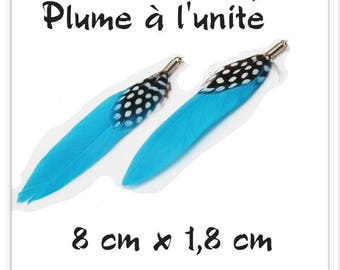Turquoise black l ' single white feather pendant