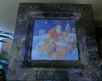 Large square plate "Santa"
