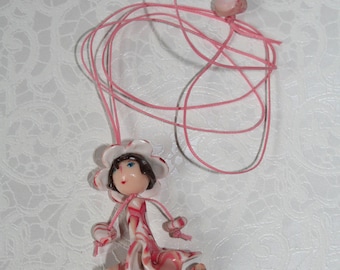 Coral pink chick - dress flower & Flower hat