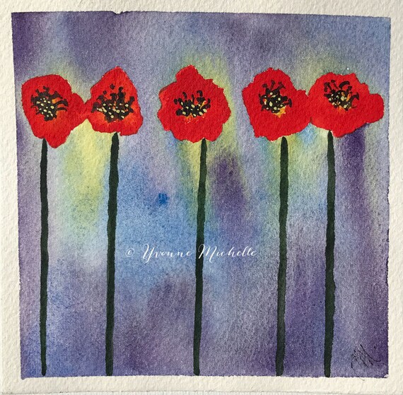 Poppies No. 011 Original Watercolor Painting Floral Art