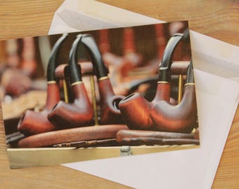 Tobacco pipe postcard,card,gift for him,print,postcard,guote card,postcrossing,retro postcard,paper