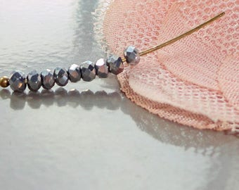 40 x 20 silver abacus faceted glass beads, 15mm