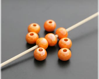 Set of 10 beads 1 cm ceramic