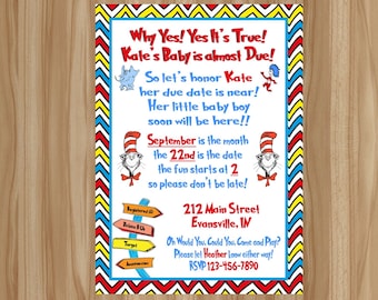 Dr Seuss Baby Shower Invitation, Dr Seuss Baby Shower, Dr Seuss Shower Invitation, Dr Seuss Baby Invitation, Digital File
