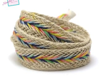 1 m braided strap rope linen 15 mm, multicolored 003