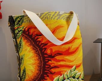 large flaming Sun canvas tote bag