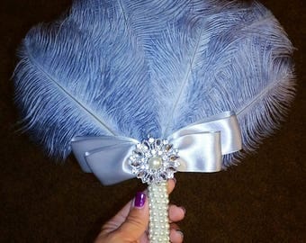 Gatsby feather fan bridesmaids bouquets