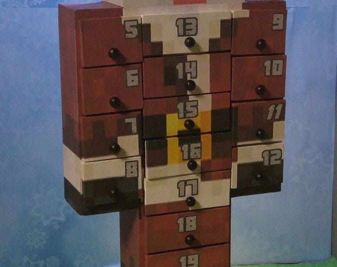 wooden Limited Edition Minecraft inspired Santa Advent Calendar