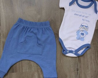 Blue onesie and yogi pants