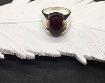 Vintage Yemeni Aqeeq in Fine Silver Ring Shefat Al Abd Al Habshi