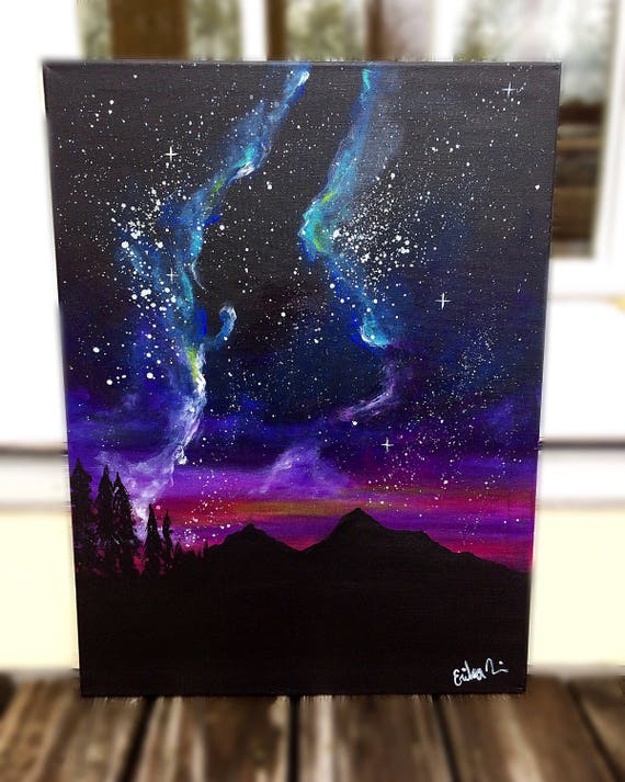 Purple painting Milky Way painting galaxy art landscape