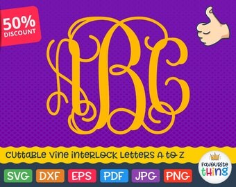 Vine Font Svg Vine Monogram Font Svg Interlock Letters Svg Vine Alphabet Svg Monogram Calligraphy Script Svg Font Designs Cricut Silhouette