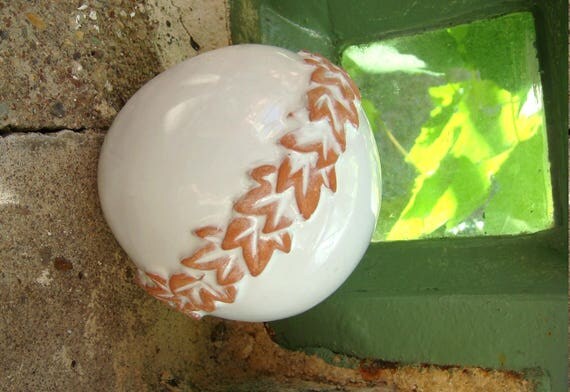 Decorative Ball White Glazed Ceramic On Red Clay From Provence