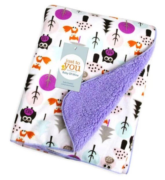 Owl Sherpa Polyester Fleece Baby Blanket Unisex 30 x 40 Soft