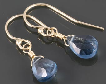 London Blue Topaz Earrings. Gold Filled Ear Wires. Genuine Gemstone. December Birthstone. Lightweight Earrings. s17e087