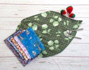 Fairy Leaf Placemat and Napkin Set ~ Lunch Napkin Set ~ Fairy Lunch Sent ~ Fairy Snack Set ~ Fairy Snack Mat Set ~ Princess Snack lunch Set