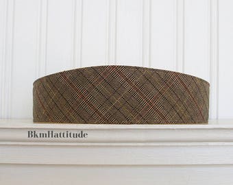 Brown and red plaid headband - Fabric Headband - Preppy Headband - Womens Headband - Womens Hair Accessories