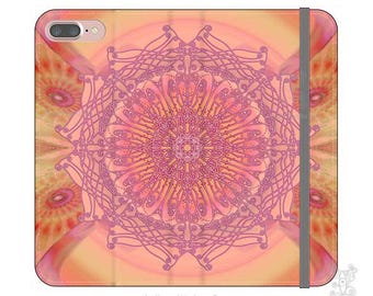 Mandala phone case, BOHO, iPhone wallet case, iphone 7 Wallet case, S8 wallet case, iPhone 7 plus wallet case, iPhone wallet cases, pink