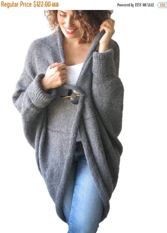 20% WINTER SALE Over Size Plus Size Gray Wool Overcoat