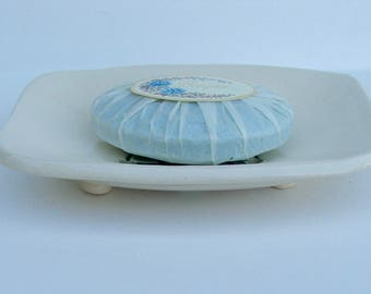 Ceramic Soap Dish, Footed, Handmade, Echeveria