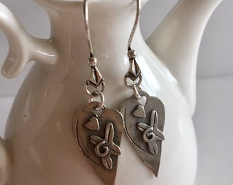 Heart Earrings-Sterling Silver Heart Earrings