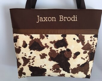 Cowhide Print TOTE ... Rustic ... Diaper Bag ... Personalized Free