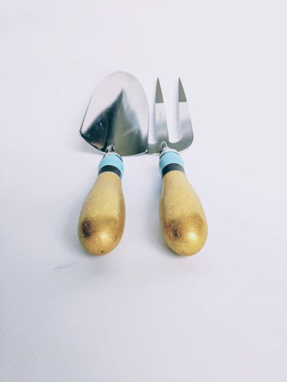 Gardening tools hand painted wooden handles fork and spade hand tools shovel trowel hand fork