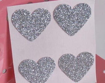 CLOSING DOWN SALE Silver heart glitter sticker envelope seals - luxe thick glitter card