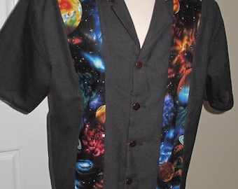 Large Planets Men's bowling shirt in 7 sizes