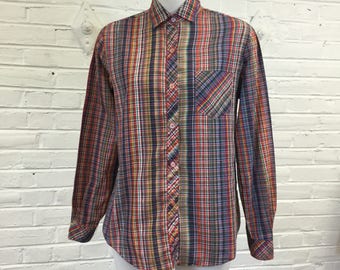 1980s Plaid Shirt with Lurex, Size M