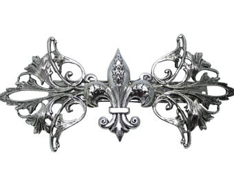 Fleur di Lis Barrette Celtic hair clips silver hair clips Bridal Hair barrette silver barrette MyElegantThings