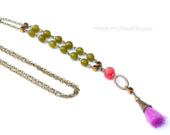 Colorful necklace,Candy color necklace,Tassel necklace,Tassel summer necklace,Colorful jewelry,Boho necklace,Boho jewelry,Boho necklace