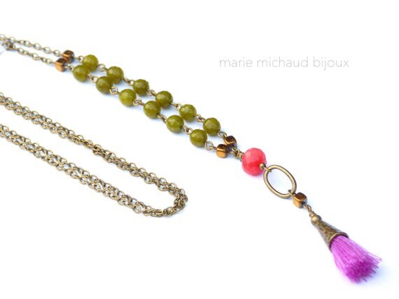 Colorful necklace,Candy color necklace,Tassel necklace,Tassel summer necklace,Colorful jewelry,Boho necklace,Boho jewelry,Boho necklace