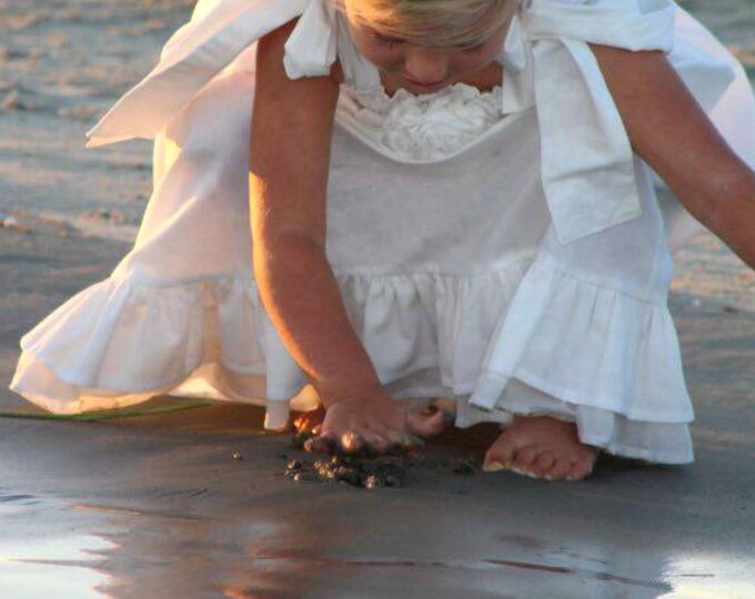 Full Length Baby Dress - White Baptism Dress - Maxi Dress - Flower Girl Dress - Beach Wedding - 2T Flower Girl Dress - 12 months to 2T