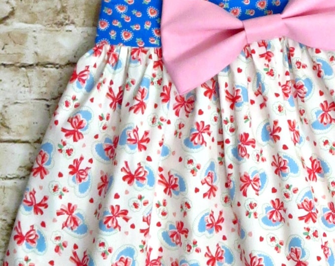 Toddler Girls Spring Dress - Big Bow Dress - Baby Girl Dress - Toddler Clothes - Pink Dress - Birthday Dress - Sizes 6 months to 8 years