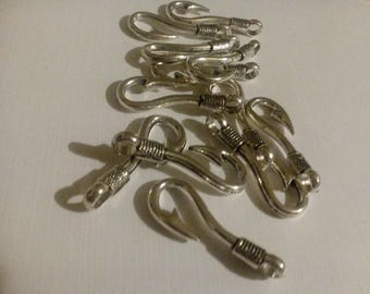 12 Fishing Hook Charms, Silver Hooks, Hook Pendants, Key Chains, Key Fobs, Zipper Pulls, Purse Pulls, Findings