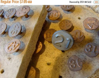 ONSALE Rare Antique Numbered Copper Tacks Steampunk and Assemblage Supplies Lot of 3
