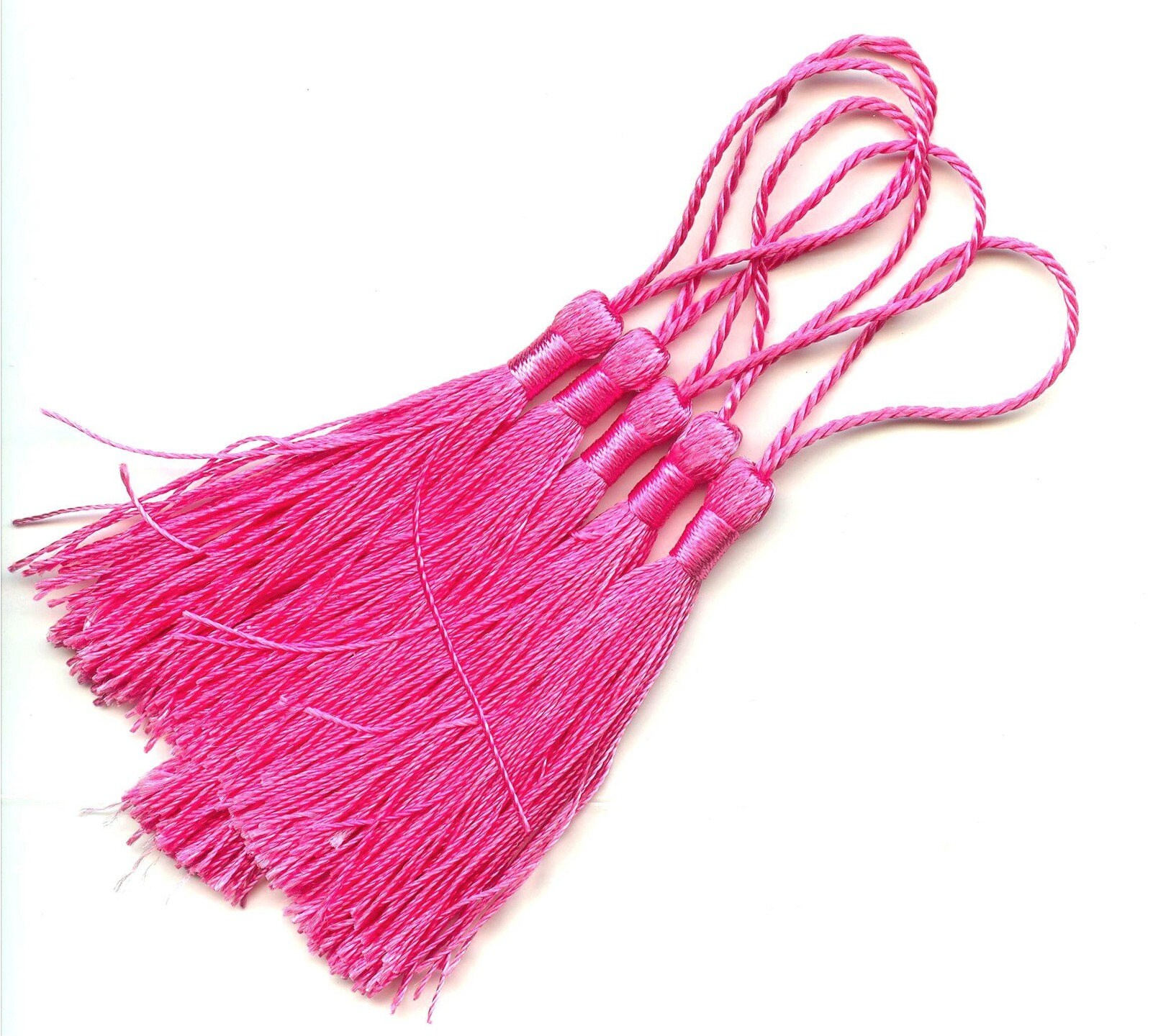 5 x faux 130x10mm MAT2076 1 FUCHSIA silk TASSELS from atelierangelique ...