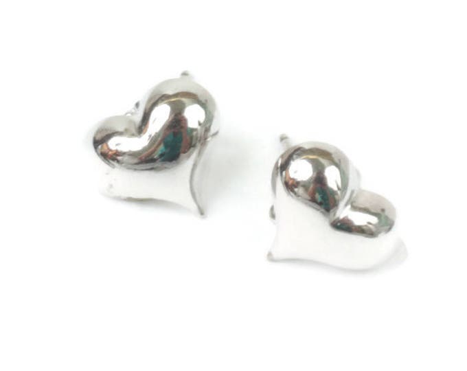 Beau Sterling Heart Earrings Posts Studs on Original Card Smaller Size