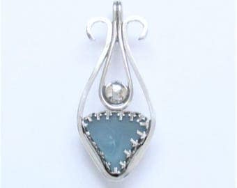 Sea Glass Jewelry - Sterling Aqua Sea Glass Pendant