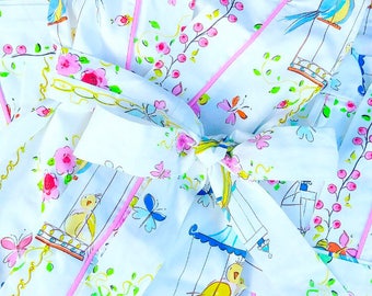 Adorable Preppy Lovebirds Robe SIZE MED/LARGE