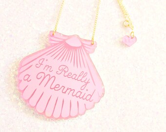 Mermaid Style. Pink Mermaid Necklace. Mermaid Jewelry. gifts for her. gifts for mermaids. Im really a mermaid necklace. little mermaid