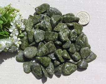 20 Small Green Epidote Crystal Tumblestones, Crystal Collection, Green Crystals, Chakra Crystals, Crystal Collection, Meditation Stones