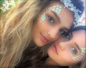 Mermaid Cosplay Makeup - Face Bindi - Adult Toddler Girls Kids Women Mermaid Halloween Costume Accessory - Music Festival Clothing Scales