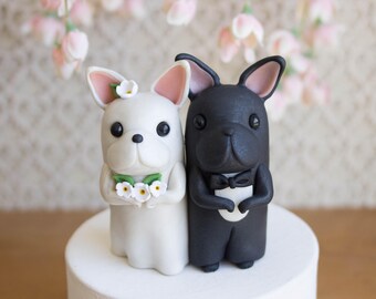 French Bulldog Wedding Cake Topper - Frenchie Wedding by Bonjour Poupette