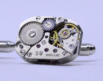 Stunning rectangular watch movement cufflinks ideal gift for a wedding, birthday or anniversary